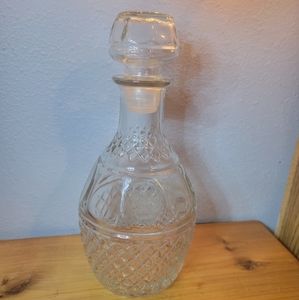 Vtg Liquor Wine Decanter Princess House Etched Crown/Grapes Diamond Cut Crystal
